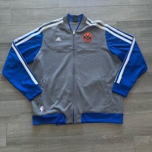 Vintage Adidas Knicks Warm Up Jacket Men’s 2XL Blue Gray New York NBA